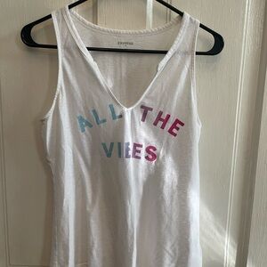 Express White Tank Top with Vibrant Text